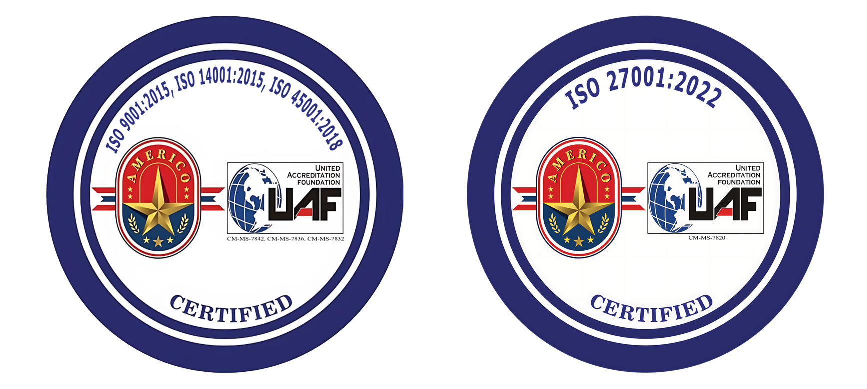 UAF-accredited ISO certification seals
